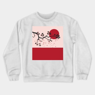 Red Cherry Blossoms Mid Century Crewneck Sweatshirt